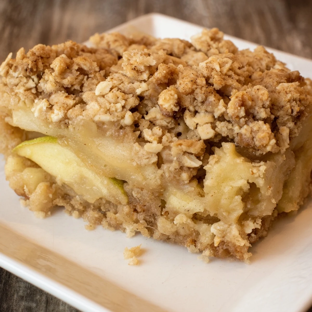 Golden, bubbly Rustic Apple and Cinnamon Crumb Bake, warm and ready to be served.