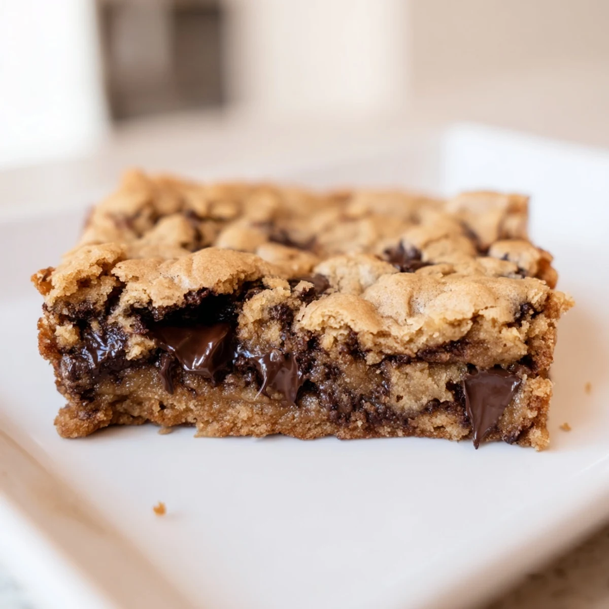 A pan of baked Ultimate Gooey Chocolate Chip Cookie Bars, ready to be cut and served warm.