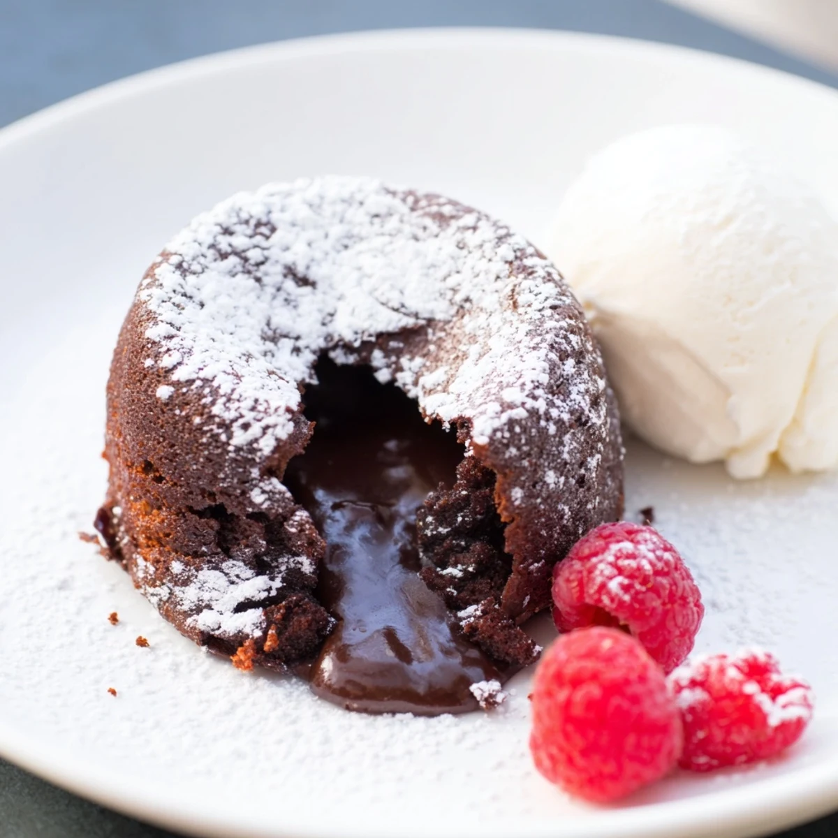 A decadent close-up shows the rich, dark chocolate of individual mini chocolate lava cakes.