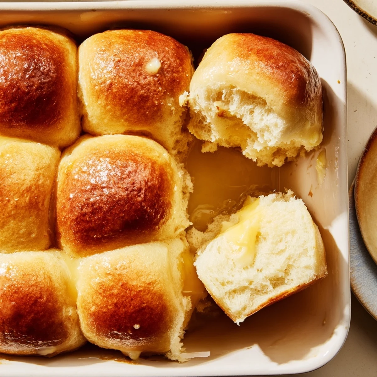 Freshly baked Quick-Rise Dinner Rolls, soft inside and out, perfect for dipping or enjoying with dinner.