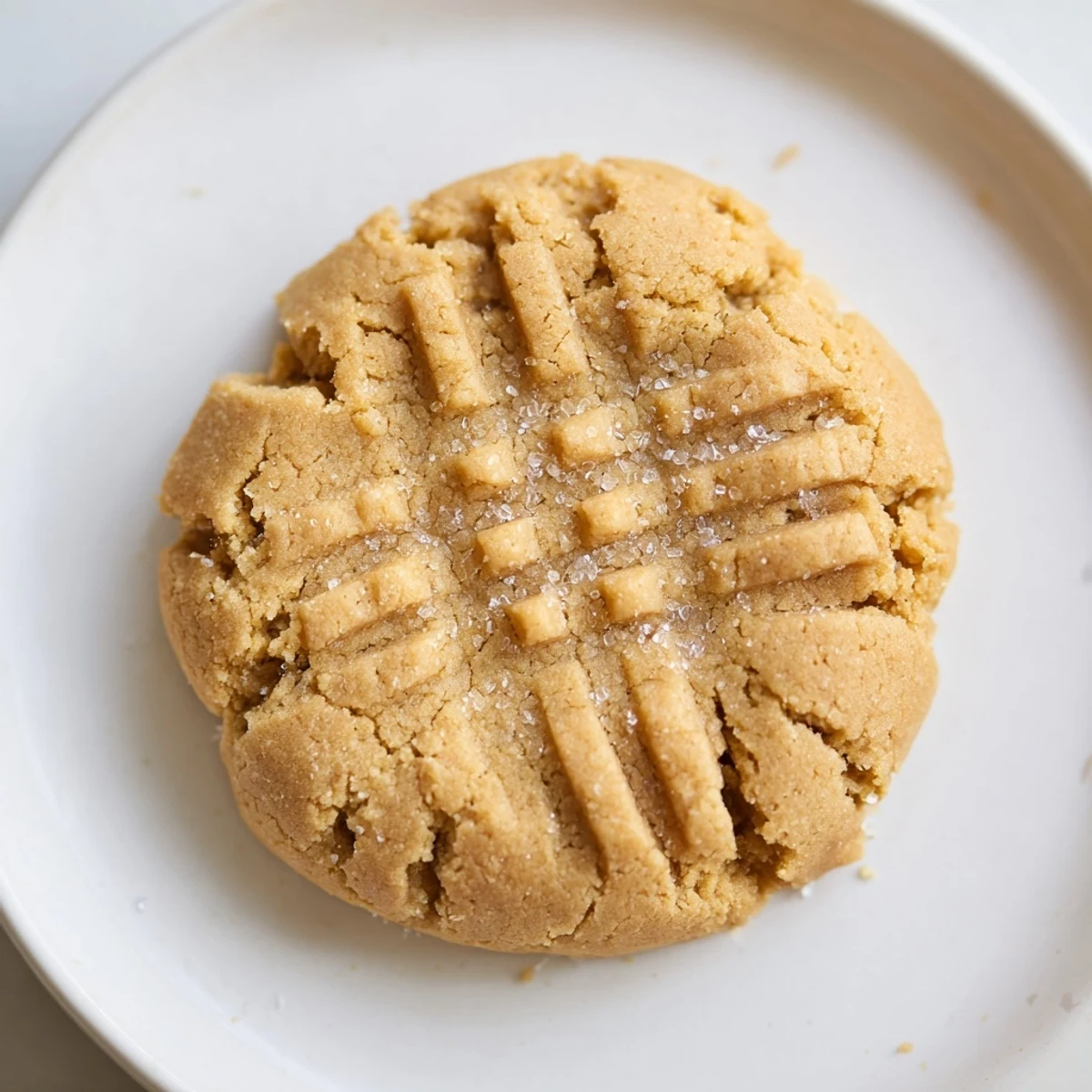 Warm, golden and crisscrossed Flourless Peanut Butter Cookies fresh from the oven, ready to enjoy.