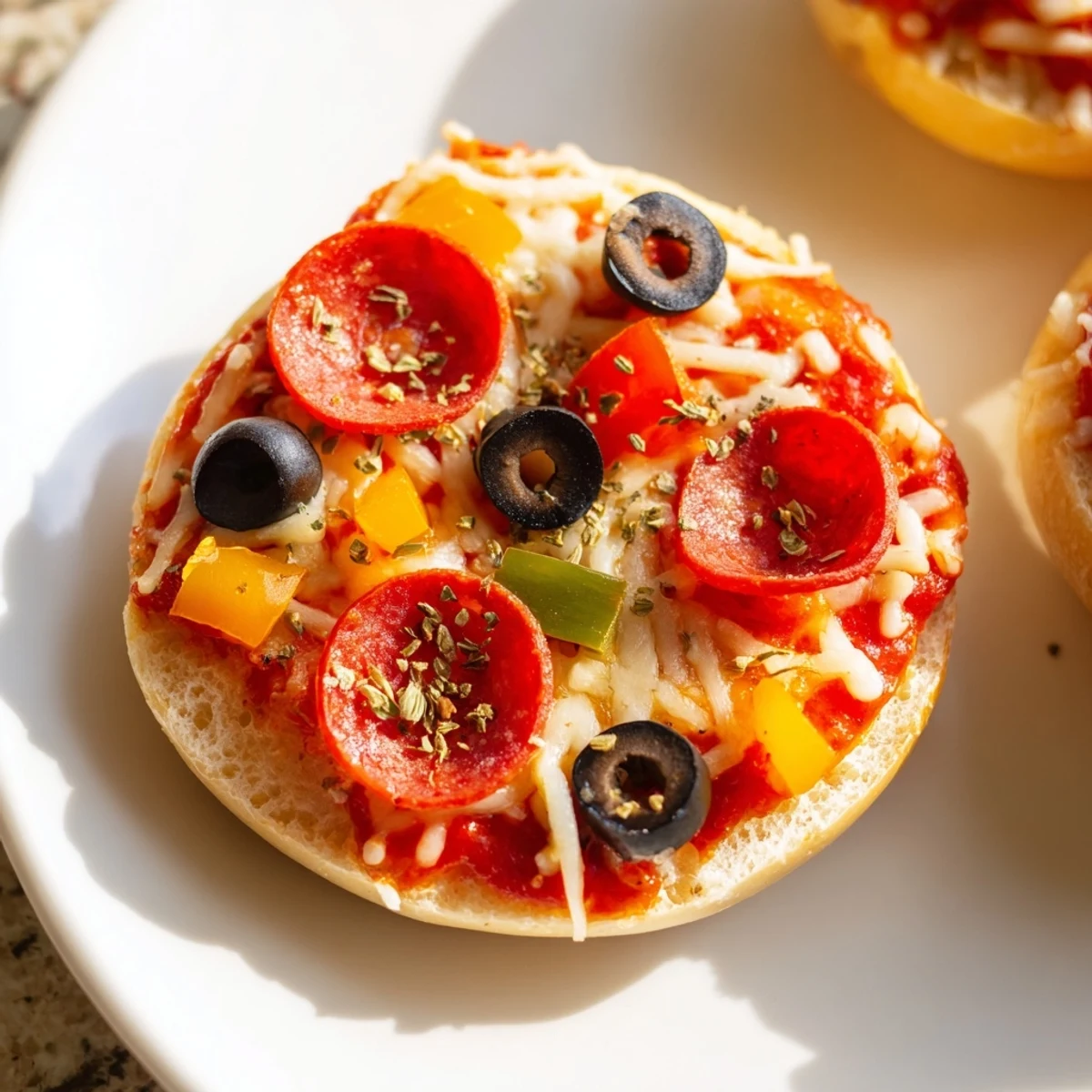 Air-fried mini bagel pizzas with melted cheese and pepperoni, ready for a delicious, quick meal.
