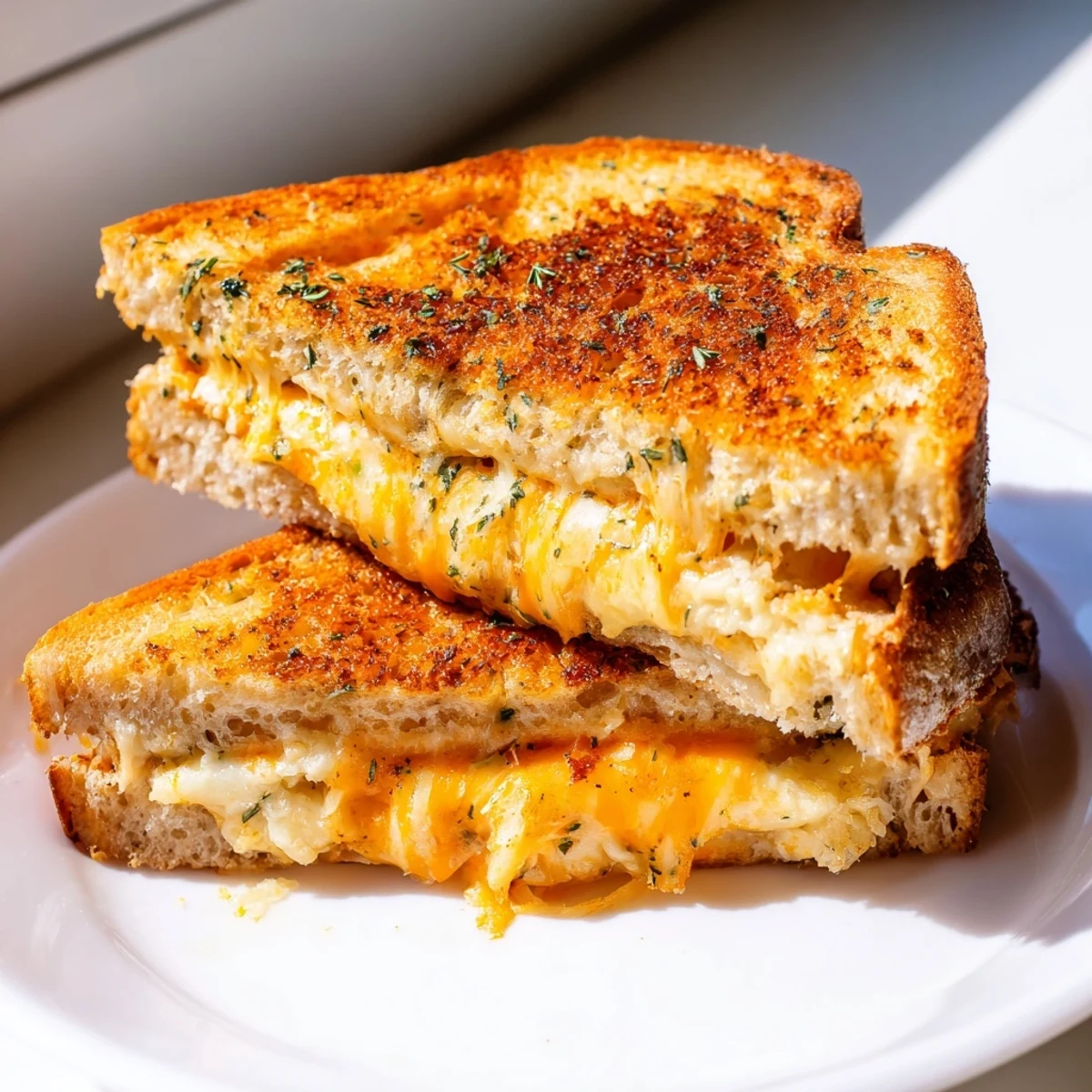 Freshly made Garlic Butter Mayo Grilled Cheese, with perfectly toasted bread and a savory garlic-mayo aroma.
