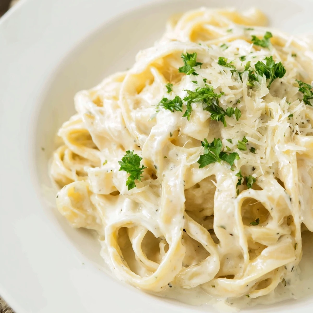 Creamy Cottage Cheese Alfredo Sauce, ready to be paired with pasta; imagine the rich, smooth texture.