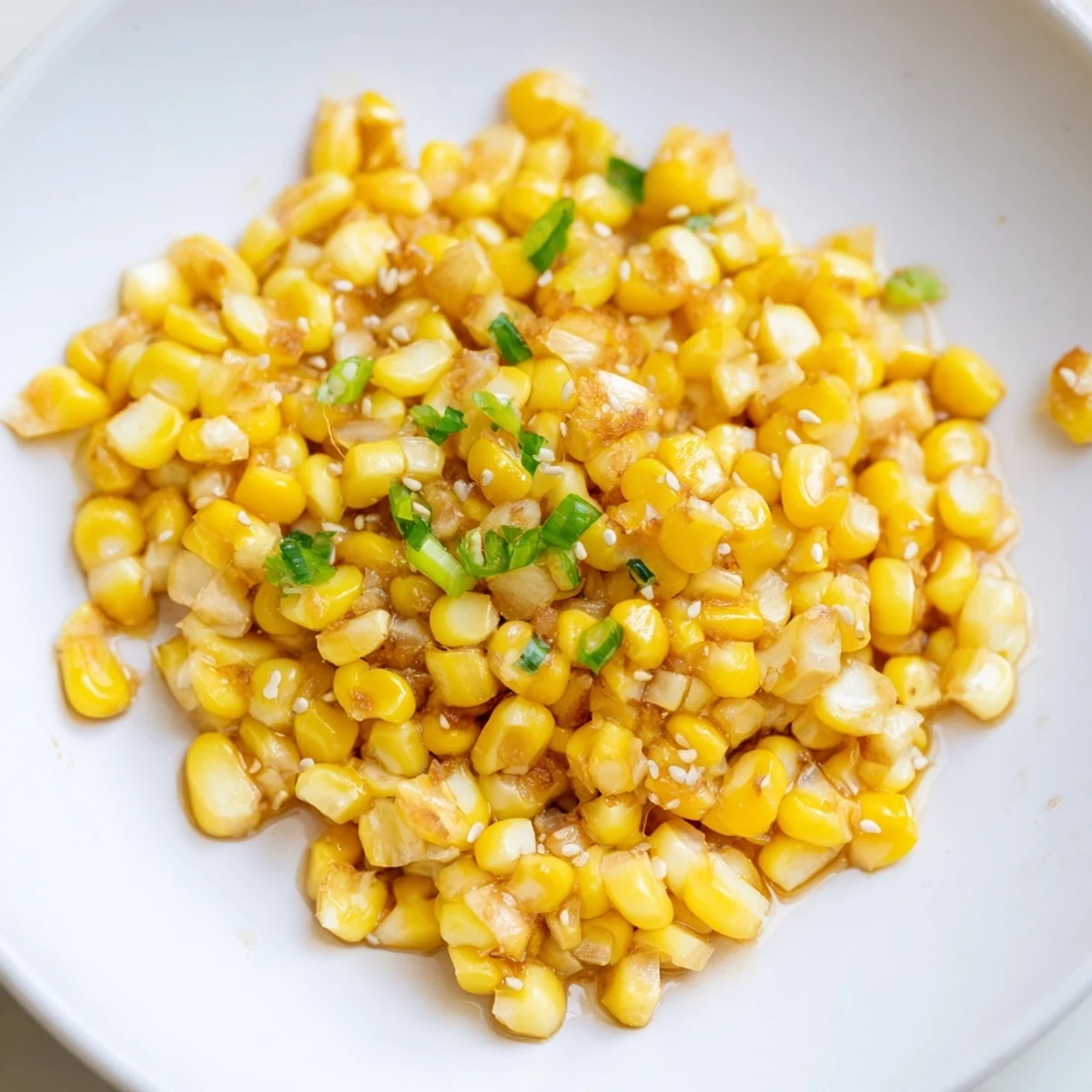 Golden Japanese Butter Corn kernels sizzling in a skillet, ready to be served hot.