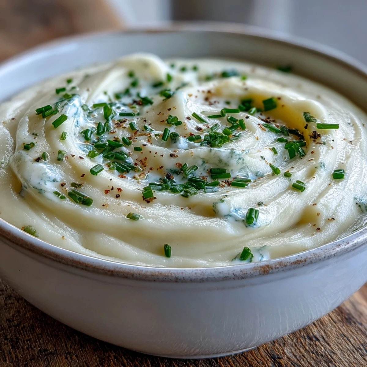 Steaming bowl of homemade Cream of Potato Soup with crusty bread, ready for a cozy dinner.