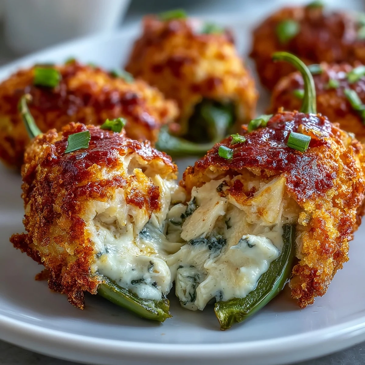 Golden-baked Cajun Crab Poppers with a buttery panko topping and melted cheese filling, served warm on a rustic platter.