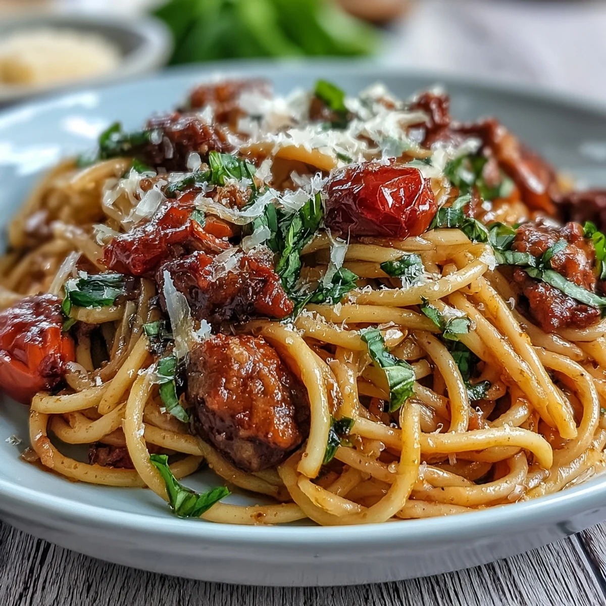 Savory Italian Drunken Noodles tossed in a rich Chianti tomato sauce with garlic and onions.