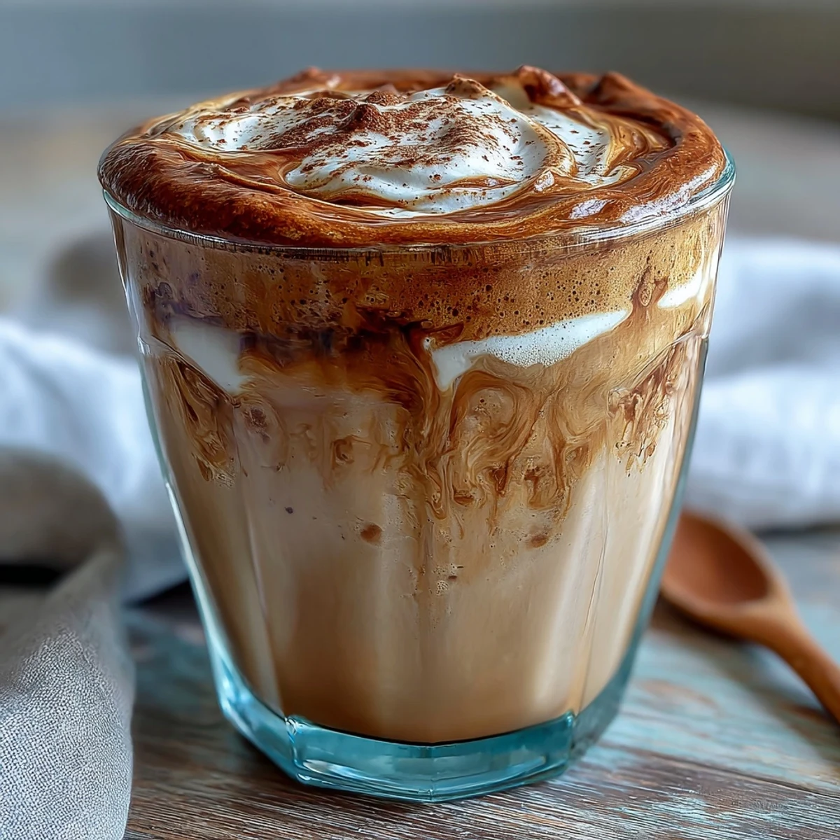 Hojicha Cappuccino in a white ceramic mug, topped with creamy foam and a light dusting of hojicha powder.
