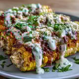 Warm corn kernels coated in tangy lime mayo sauce, sprinkled with smoky paprika and crumbly Cotija for an elote-inspired side dish.  