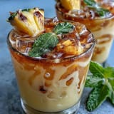 Vibrant tropical agua fresca blending sweet pineapple and creamy coconut, served over ice with a bright lime wedge.