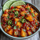 Fresh Peach Jalapeño Salsa, a zesty, sweet topping for smoky grilled fish.