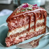 Elegant Bridal Shower Rosé Velvet Cake with delicate pink frosting.