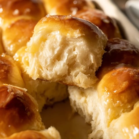Quick-Rise Dinner Rolls, golden and fluffy, brushed with butter, ready to be served warm.