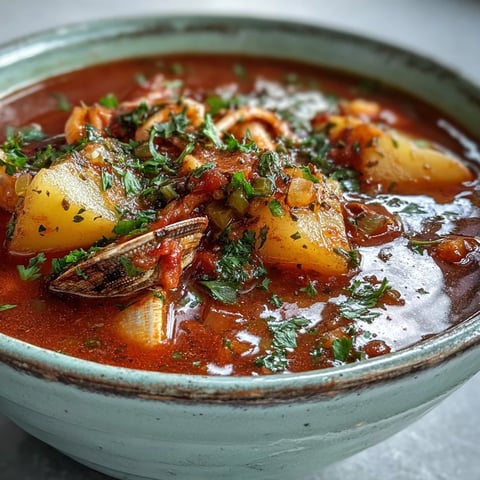 Steaming Manhattan Clam Chowder with fresh clams, potatoes, and diced tomatoes in a rustic bowl.