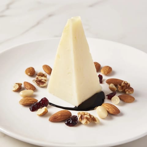 This "Sundial" appetizer features cheese shaped like a sundial surrounded by roasted nuts.