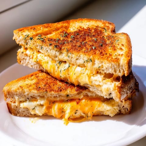 Freshly made Garlic Butter Mayo Grilled Cheese, with perfectly toasted bread and a savory garlic-mayo aroma.
