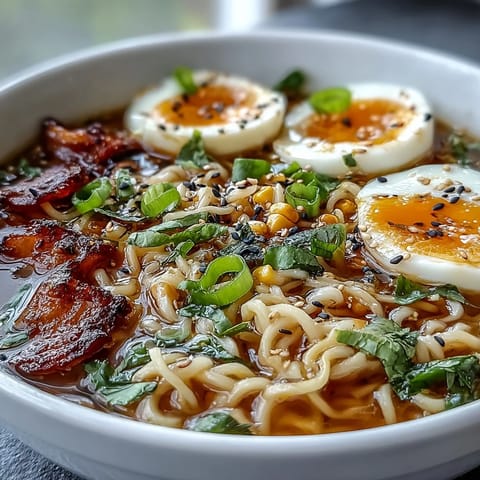 A steaming bowl of homemade miso ramen with springy noodles, tender mushrooms, and a perfectly soft-boiled egg, garnished with fresh green onions.