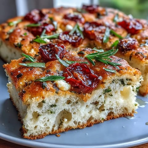 Fluffy Italian bread topped with fresh herbs, cherry tomatoes, and flaky salt for a vibrant spring focaccia.  