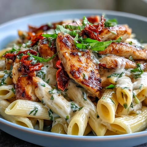 Creamy Marry Me Chicken Pasta with tender chicken and sun-dried tomatoes.