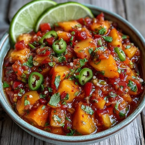 Fresh Peach Jalapeño Salsa, a zesty, sweet topping for smoky grilled fish.