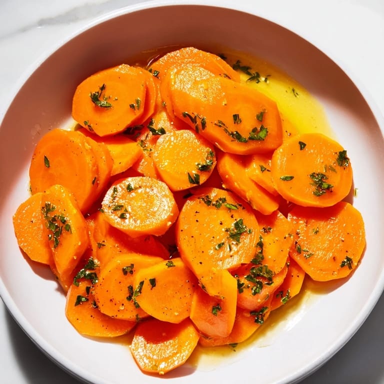 Vibrant Golden Honey-Glazed Carrots, cooked until tender, offer a sweet and savory taste.
