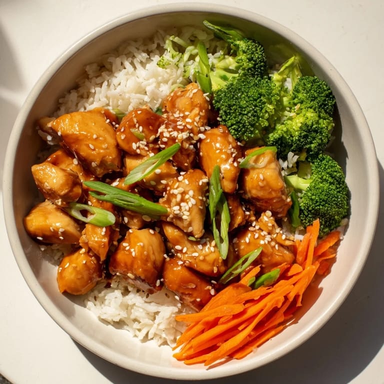 Flavorful chicken teriyaki bowls with vibrant broccoli and carrots, perfect for a weeknight dinner.