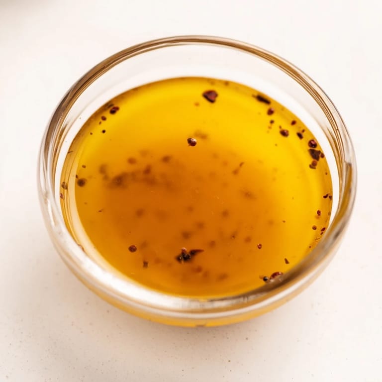 Creamy homemade Simple Honey Vinaigrette being drizzled onto a colorful salad bowl with fresh ingredients.