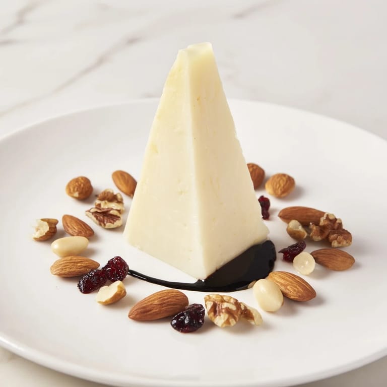 This "Sundial" appetizer features cheese shaped like a sundial surrounded by roasted nuts.
