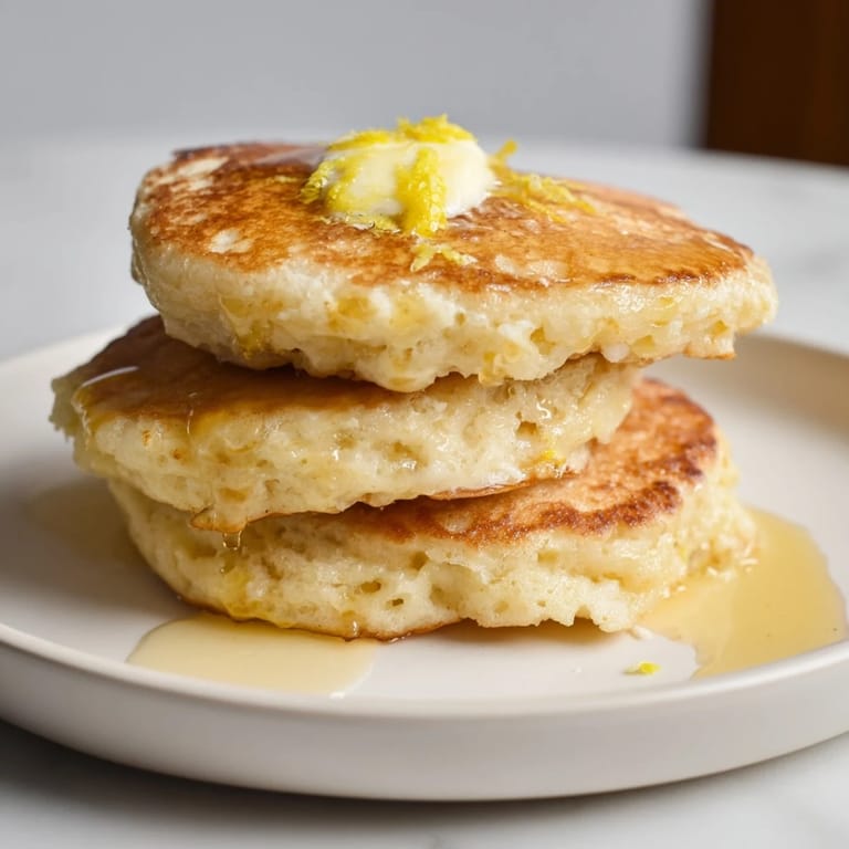 Enjoy a plate of steaming ricotta pancakes, imagined with fresh fruit and ready for a delicious brunch.