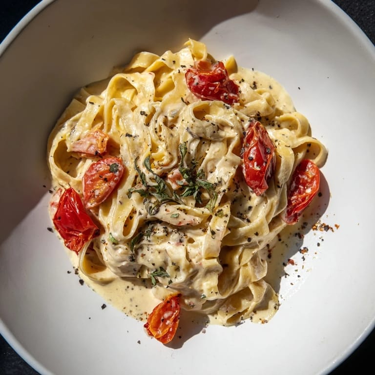 Creamy Baked Brie Pasta Sauce, a vegetarian delight, showcasing a bubbling dish with a golden crust.