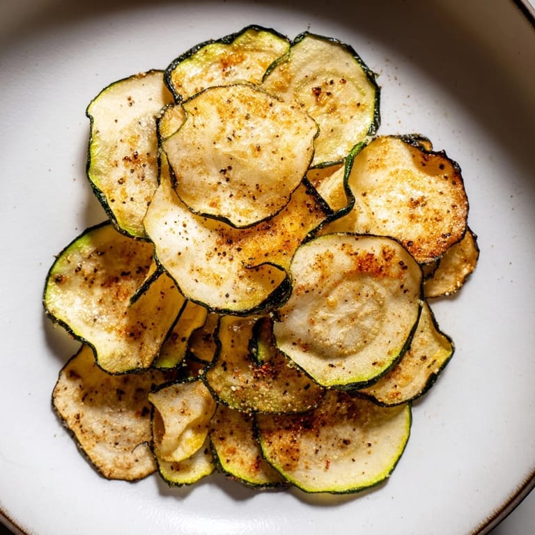 Freshly baked crispy zucchini chips with a dusting of paprika, ideal for a gluten-free appetizer or side dish.