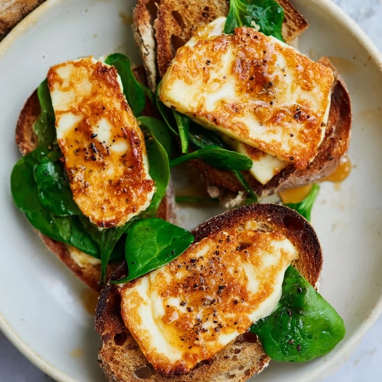 A close-up of a perfectly grilled crispy halloumi grilled cheese, showcasing its melty, savory filling.