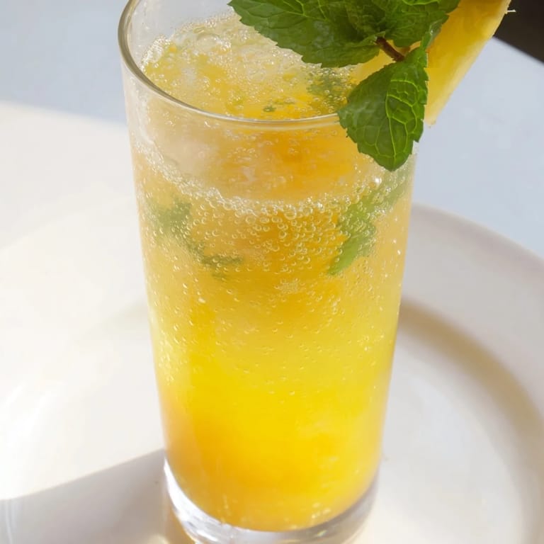 Sparkling, fruity homemade fruit refresher drinks garnished with mint and fresh berries, perfect drinks.