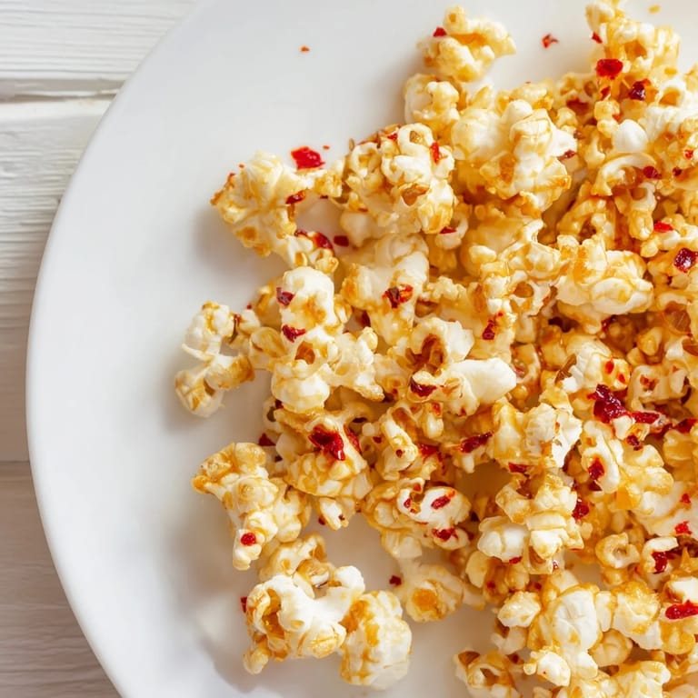 Close-up of fluffy, spiced hot honey butter popcorn, ready to enjoy at your next party.