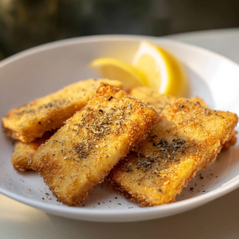 Close-up of bubbling, pan-fried Greek Saganaki cheese, golden and tempting with a squeeze of lemon.