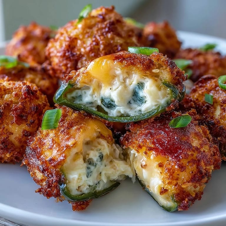 Spicy jalapeño halves stuffed with creamy lump crab mixture, bubbling and golden after baking, ready for a game day spread.