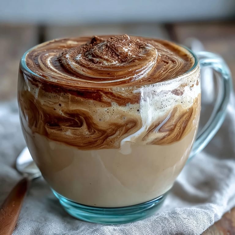 Steamed milk being gently poured to create a rich, foamy layer on a warm Hojicha Cappuccino.