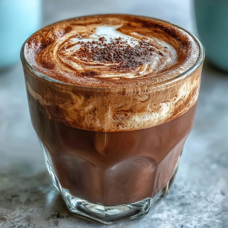 Hojicha Cortado poured beside hojicha loose leaf tea and steamed milk, set on a cozy wooden table.
