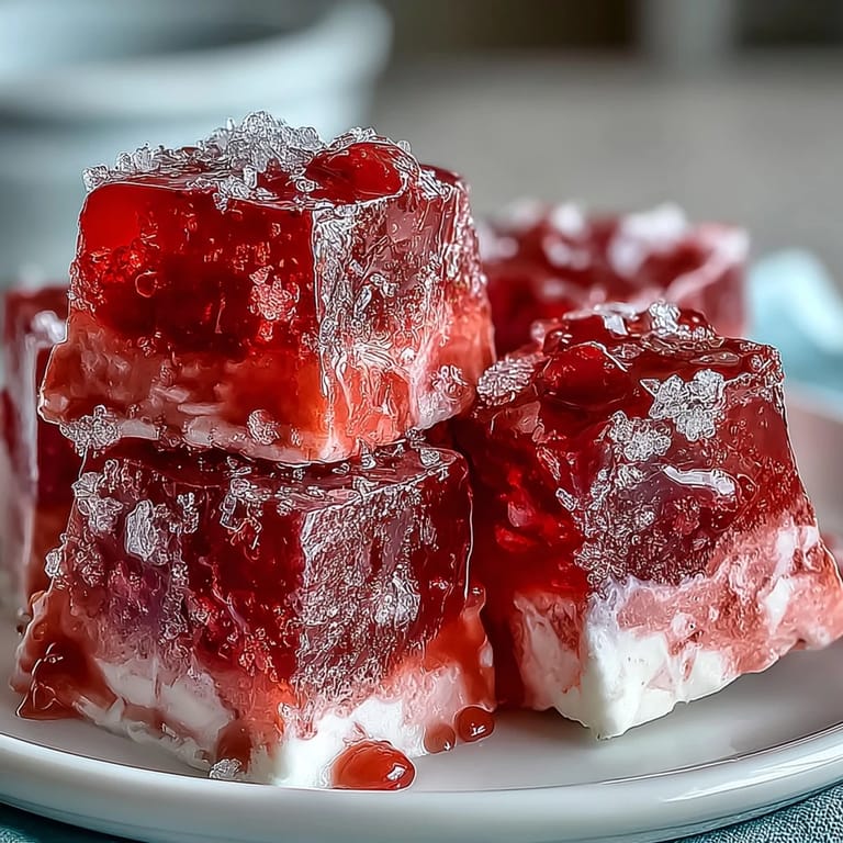 Indulge in this beautiful, fruity Strawberry Rose Gelatin Mosaic Cake, ready to serve.