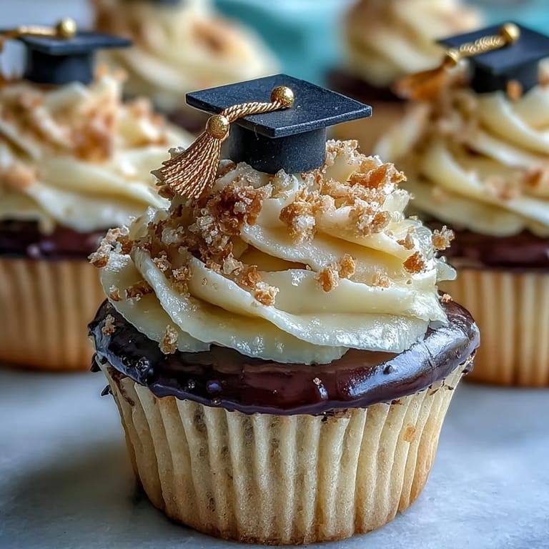 Delicious graduation cupcakes with creamy frosting, perfect for a festive graduation party.