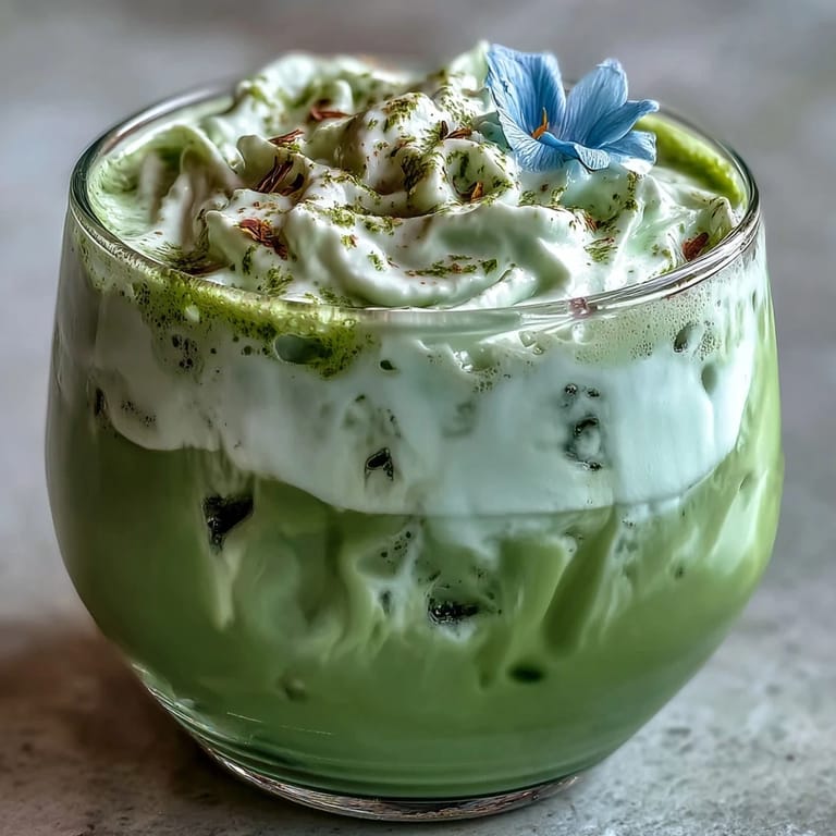 Creamy vanilla cold foam crowns this vibrant Mother's Day Iced Matcha Latte.