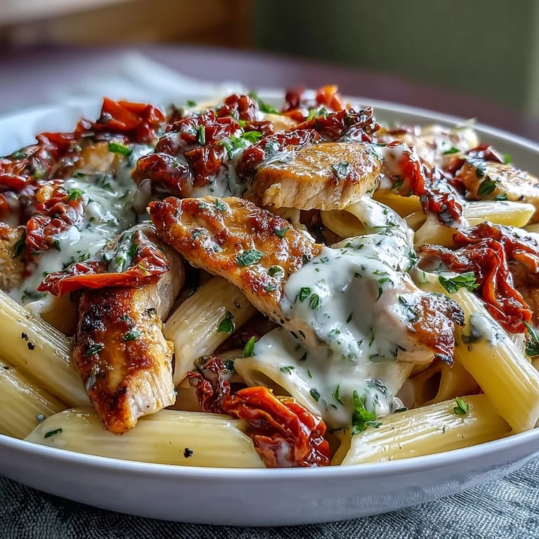 Delicious Marry Me Chicken Pasta invitingly coated in rich parmesan cream sauce.