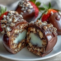 Dubai Chocolate Strawberry Easter Eggs with Crunch Filling: glossy strawberry-white chocolate shells filled with rich hazelnut crunch, perfect for festive spring celebrations.