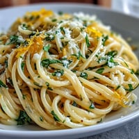 Easy Lemon Butter Pasta in a creamy lemon butter sauce with fresh Parmesan and parsley.